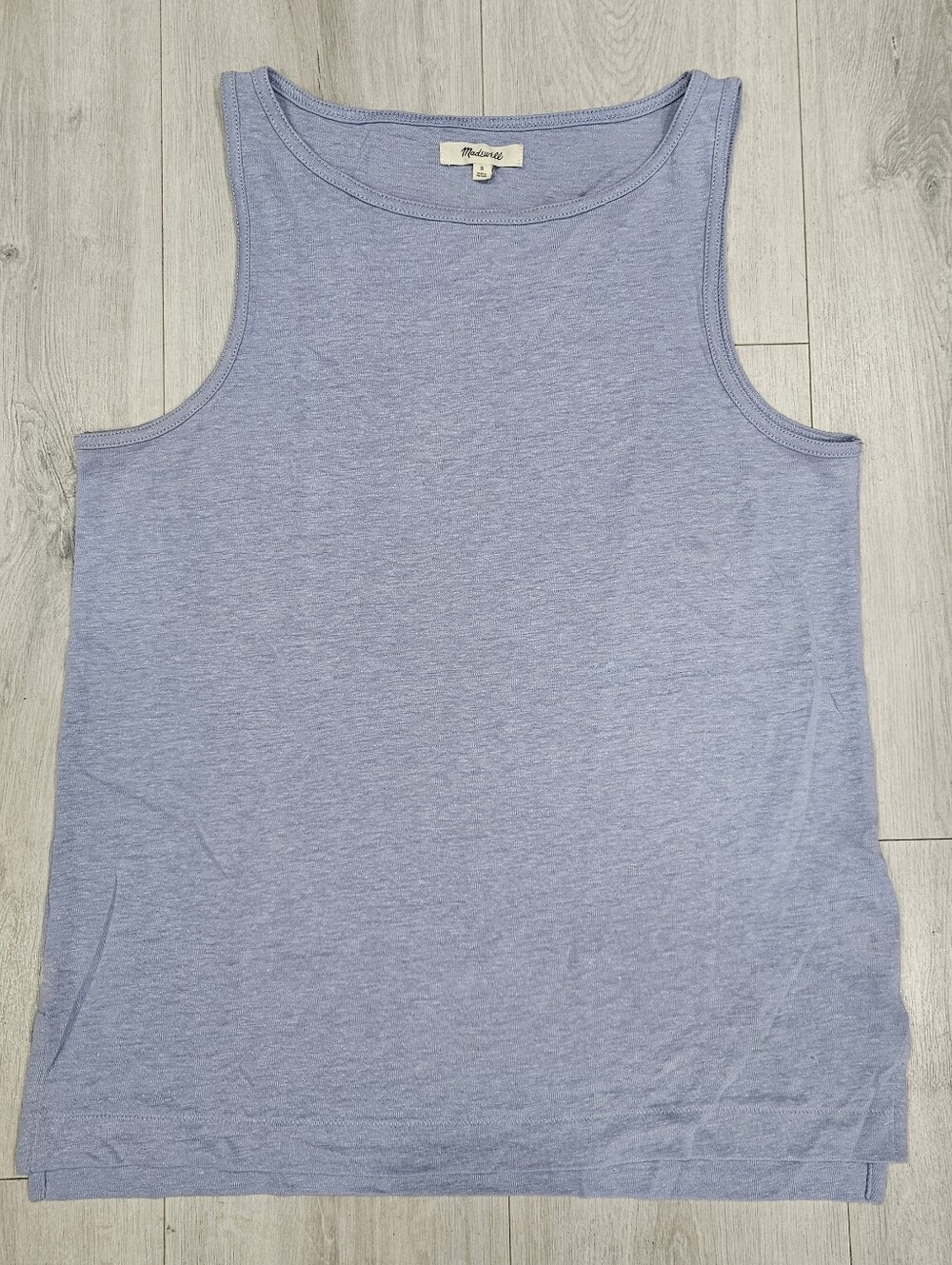 Madewell Modern Linen Tank Top Craft Blue Slouchy Oversized Muscle Tee Sz S